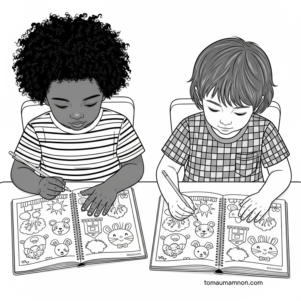 Tranh tô màu các đồ dùng học tập