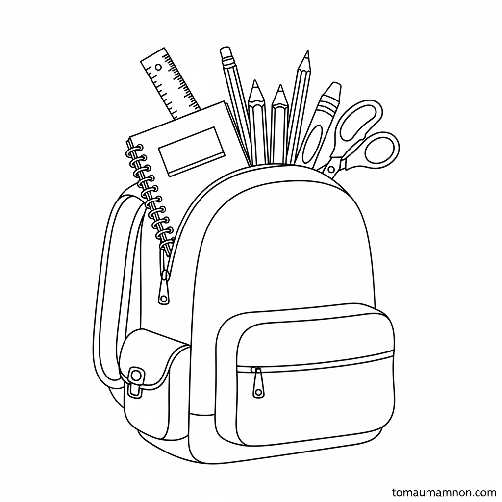 Bé chuẩn bị tô màu quyển vở