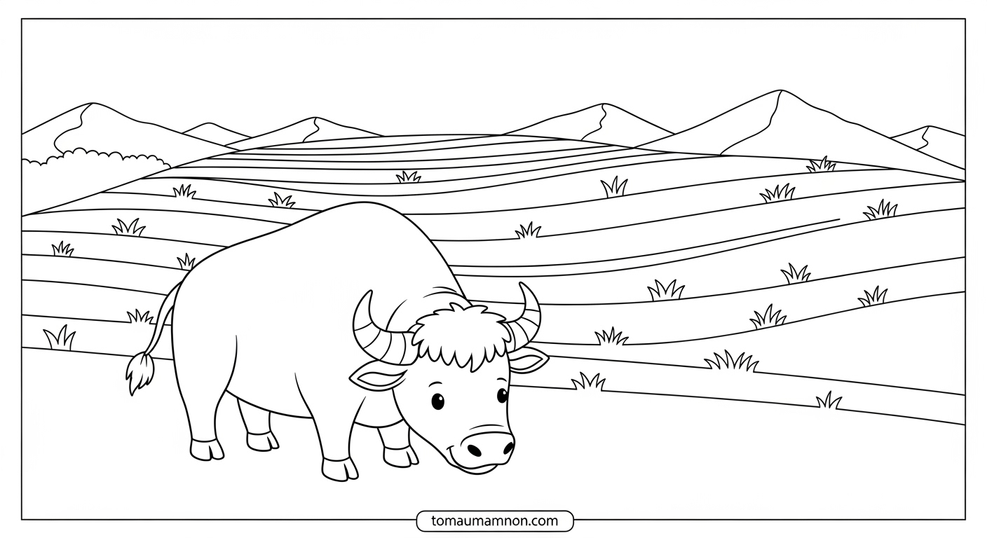 Tranh tô màu ruộng bậc thang cho bé