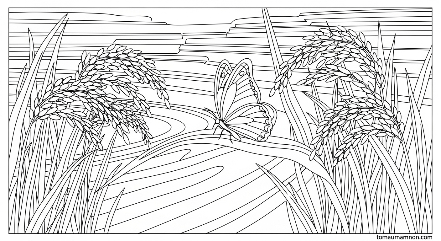 Tranh tô màu ruộng bậc thang Mù Cang Chải