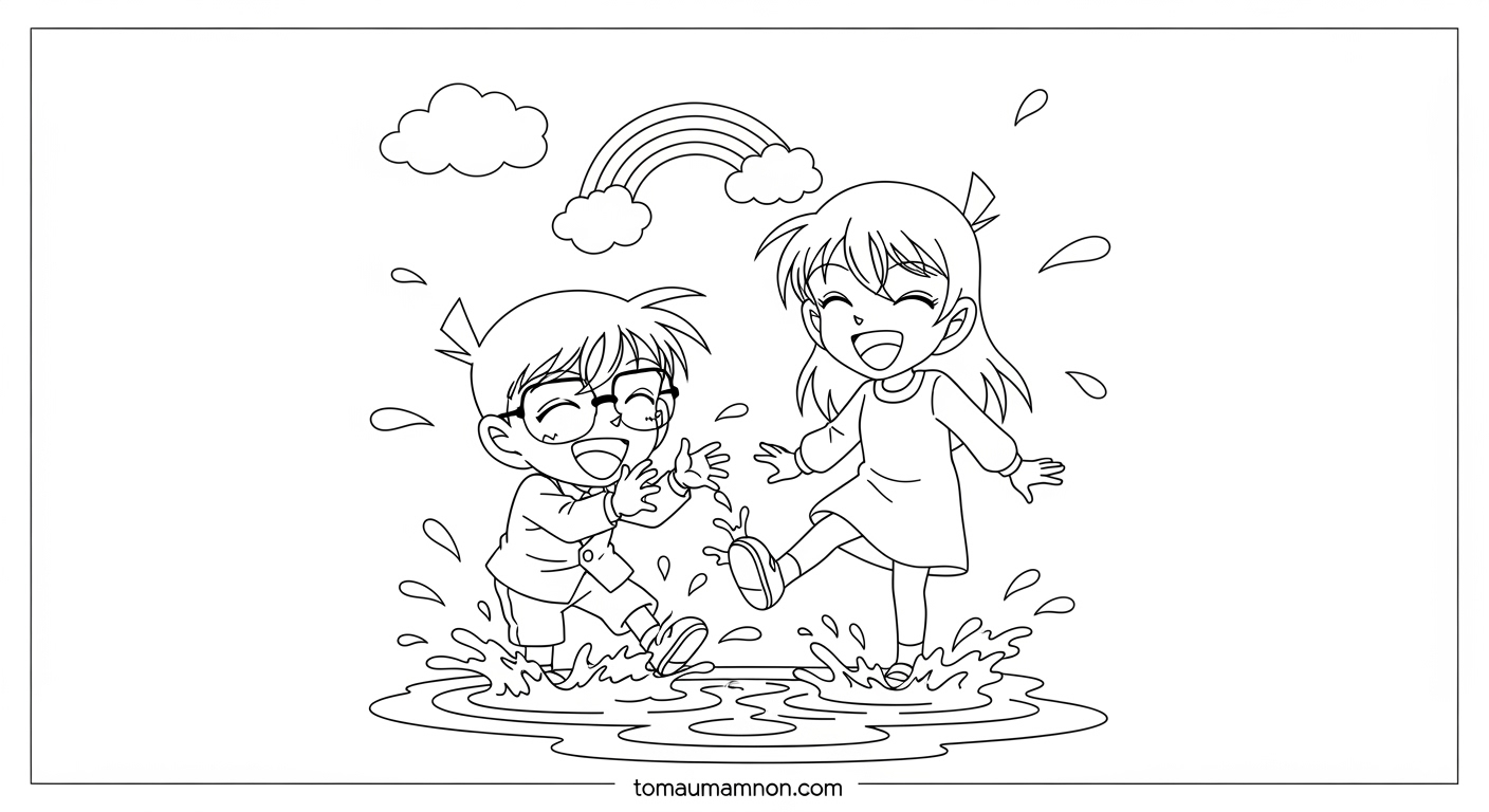 Tranh Tô Màu Shinichi Và Ran Hình tô màu Shinichi Kudo và Ran Mouri