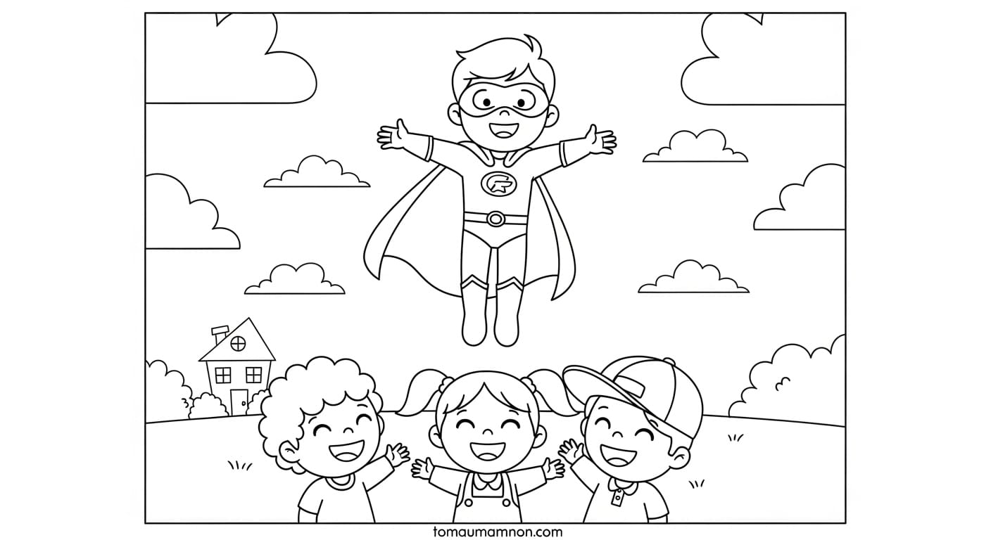 Tranh Tô Màu Superman Superman hành động