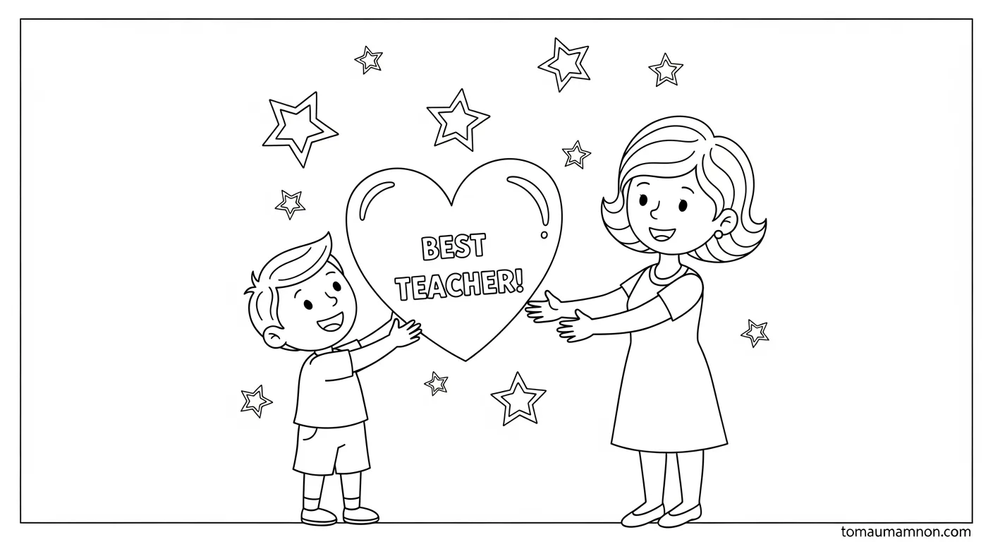 Tranh tô màu thiệp chúc mừng 20/11 tranh sáng tạo với màu sắc đa dạng