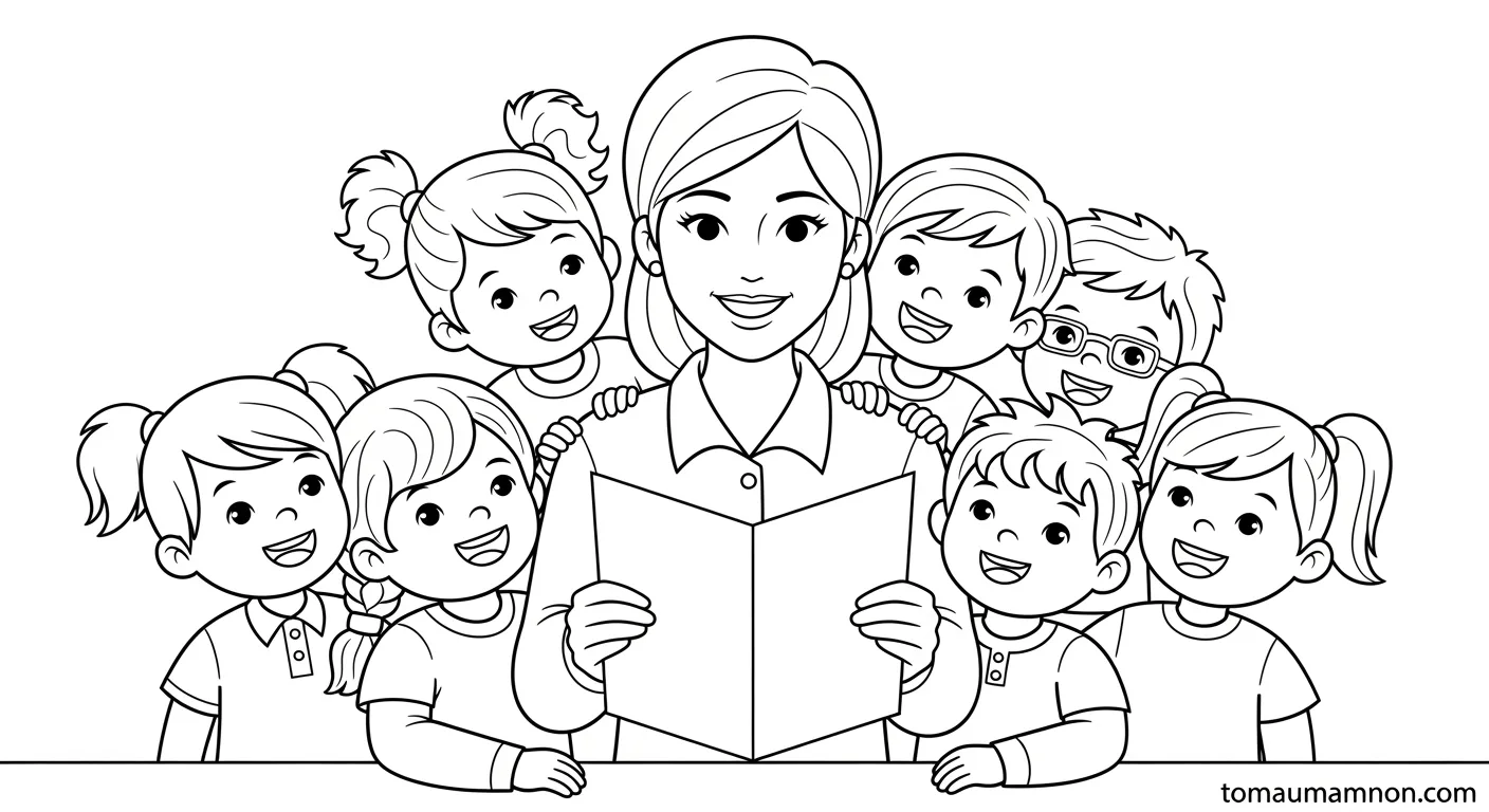 Tranh tô màu thiệp chúc mừng 20/11 hoa tri ân thầy cô