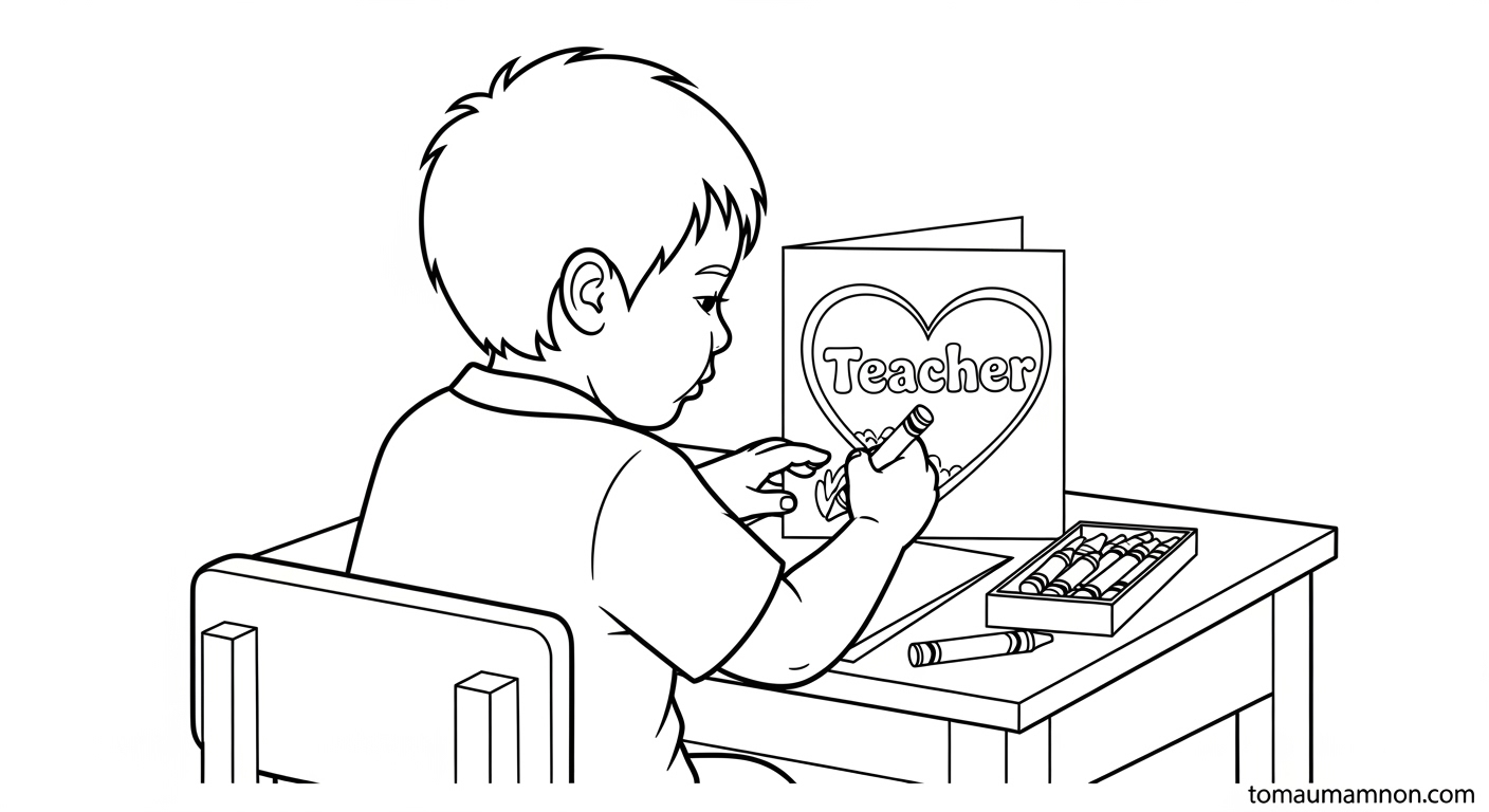 Tranh tô màu thiệp chúc mừng 20/11 Thiệp trống 20/11 cho bé tự viết lời chúc