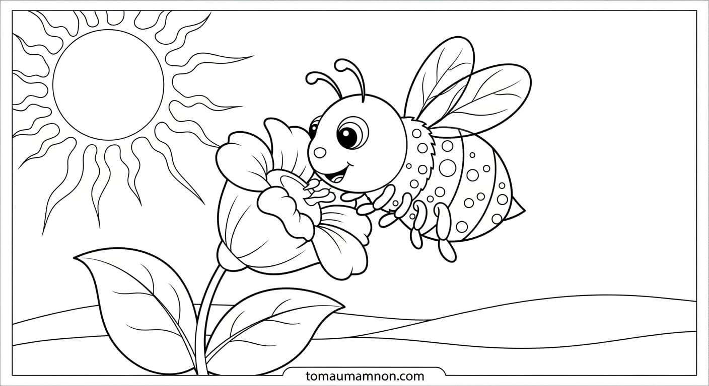 Tranh Tô Màu Trời Nắng Tranh tô màu phong cảnh trời nắng