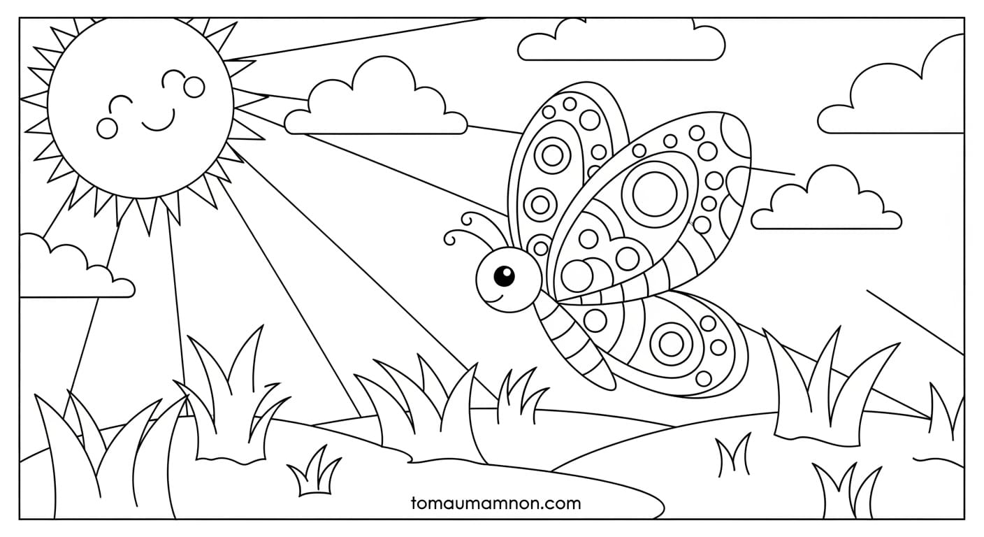 Tranh Tô Màu Trời Nắng Tranh tô màu trời nắng sáng tạo cho bé