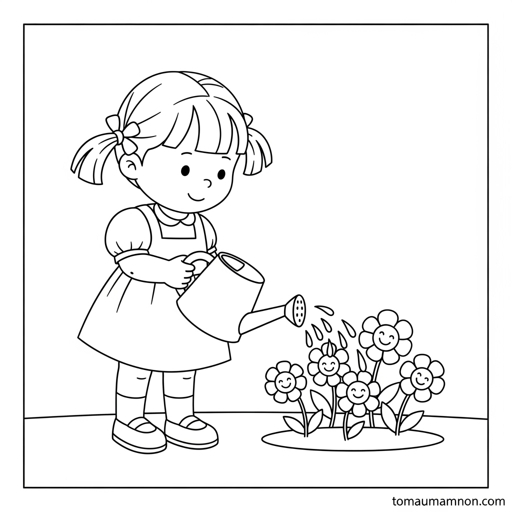 Tô màu hoa hướng dương cho trẻ