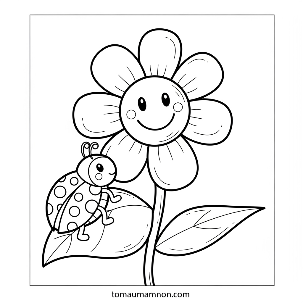 In tranh tô màu hoa đơn giản