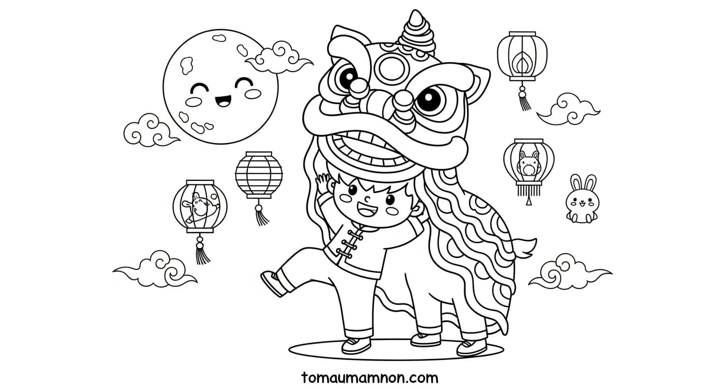 Tranh Trung Thu Thiếu Nhi Ông sao và trẻ thơ