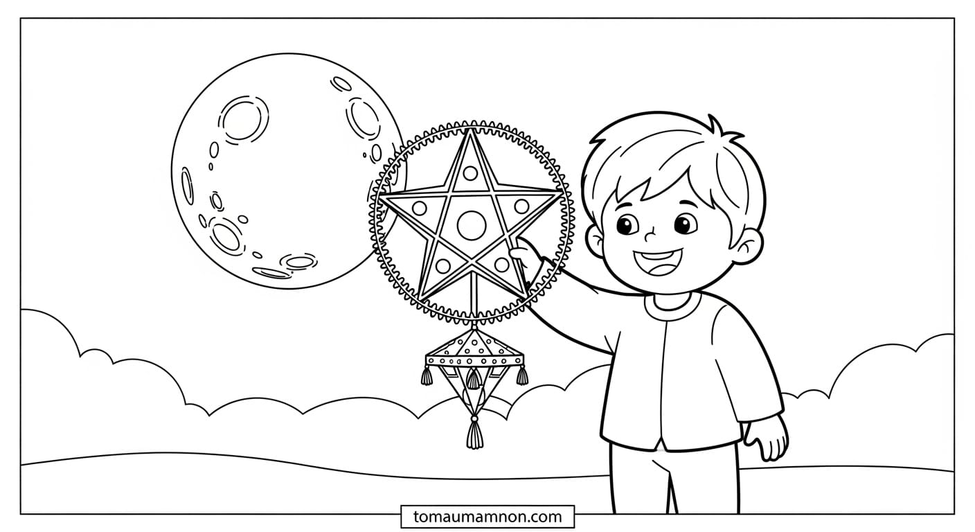 Tranh Trung Thu Thiếu Nhi Trẻ em vui Trung Thu