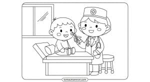 tranh ve bac si kham benh 1