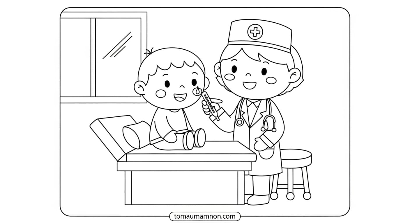 Tranh Vẽ Bác Sĩ Khám Bệnh Hình tô màu bác sĩ đa dạng