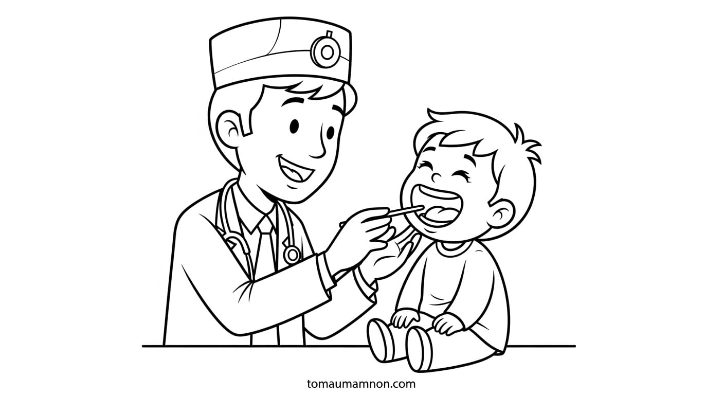 Tranh Vẽ Bác Sĩ Khám Bệnh Tranh tô màu y tá và bác sĩ