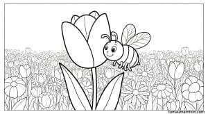 tranh ve canh dong hoa tulip 1