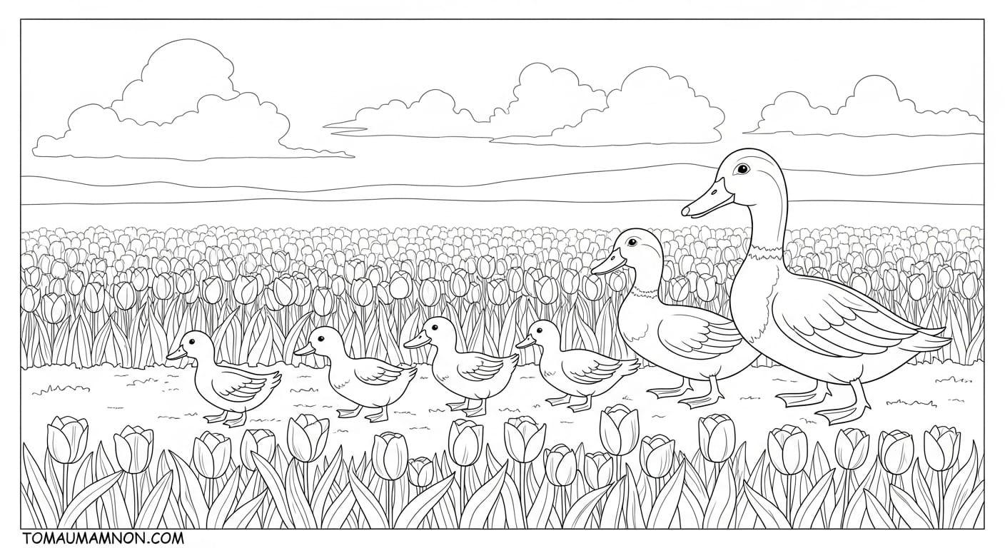 Tranh Vẽ Cánh Đồng Hoa Tulip bức tranh cánh đồng hoa tulip