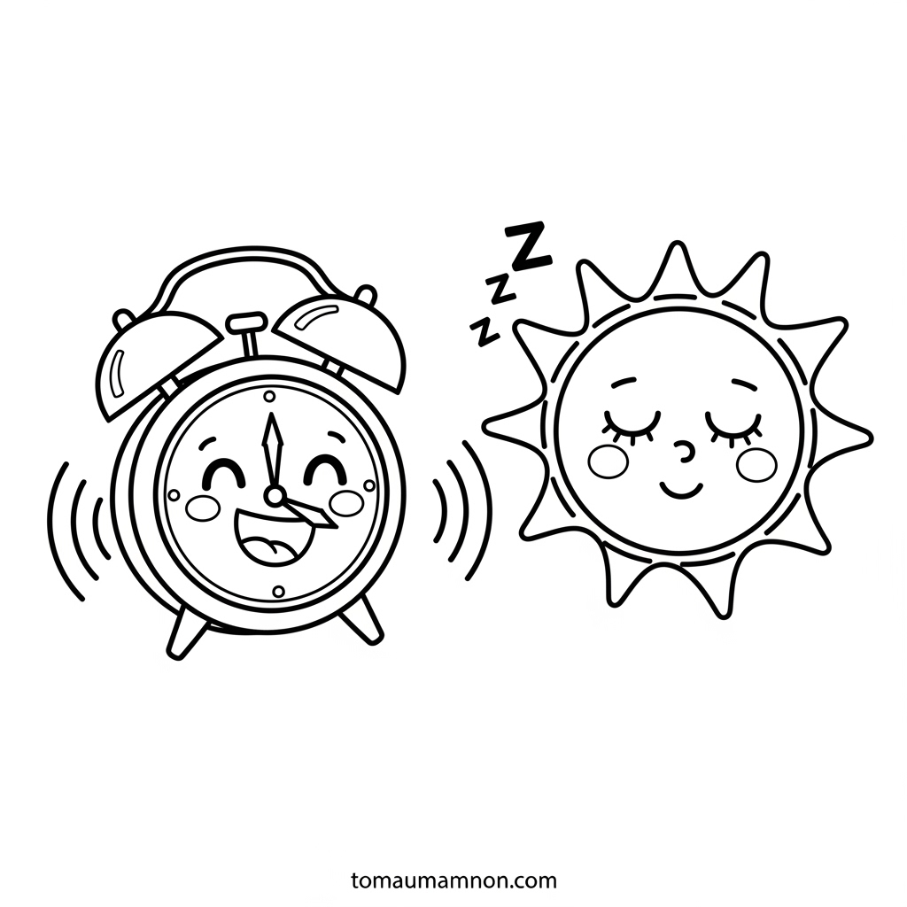 Dạy bé học xem giờ với tranh đồng hồ