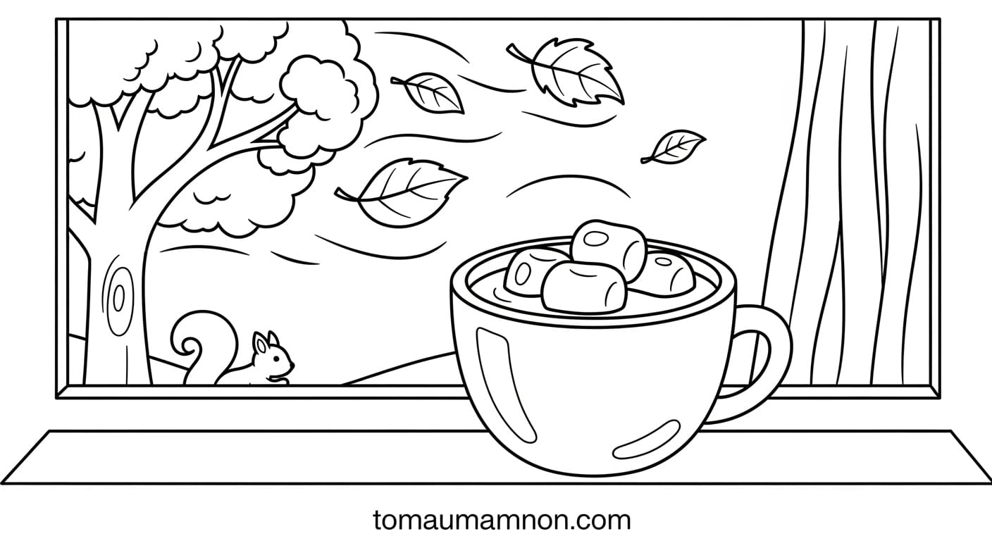 Cô bé đạp xe dưới hàng cây lá rơi