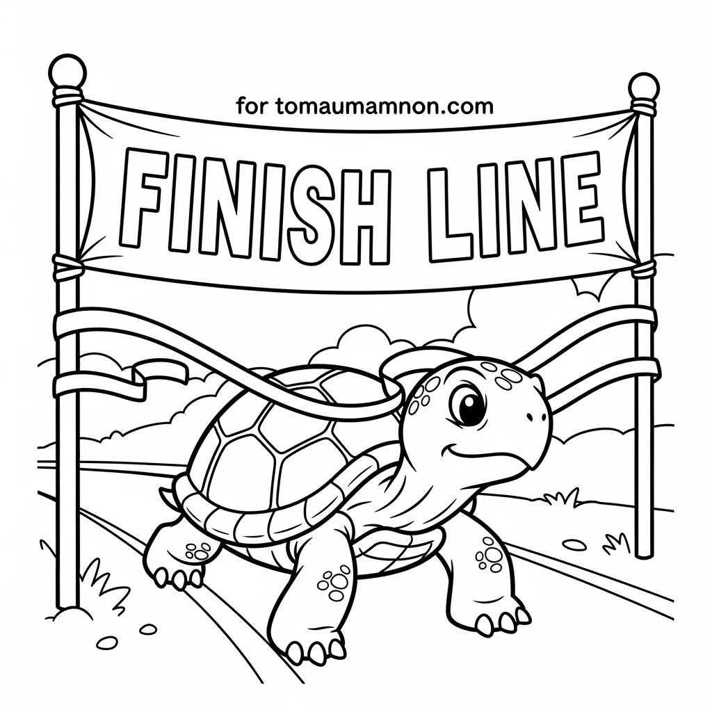 Tranh tô màu Thỏ và Rùa với bài học kiên trì