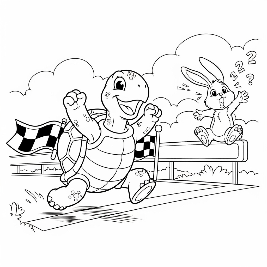 Tô màu Rùa kiên trì về đích