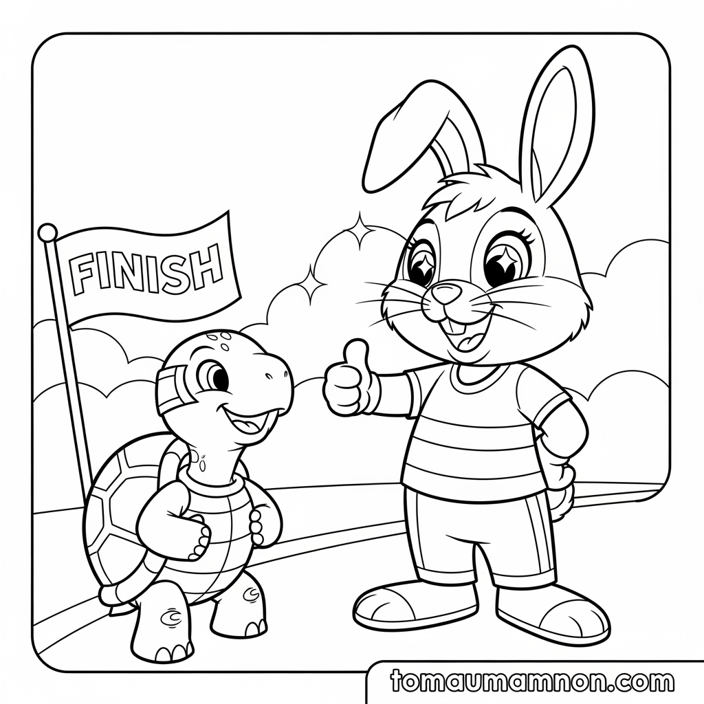 Tô màu truyện Thỏ và Rùa cùng bé