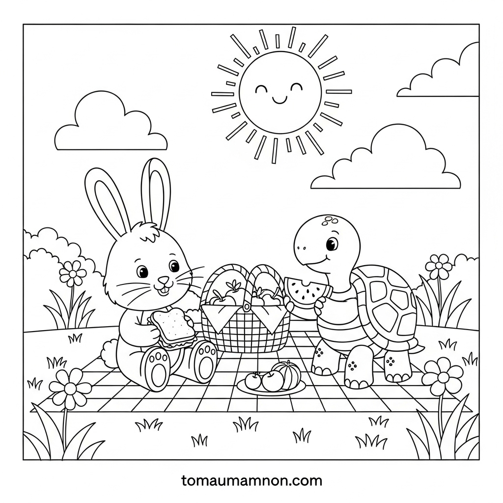 Bộ sưu tập tranh tô màu Thỏ và Rùa