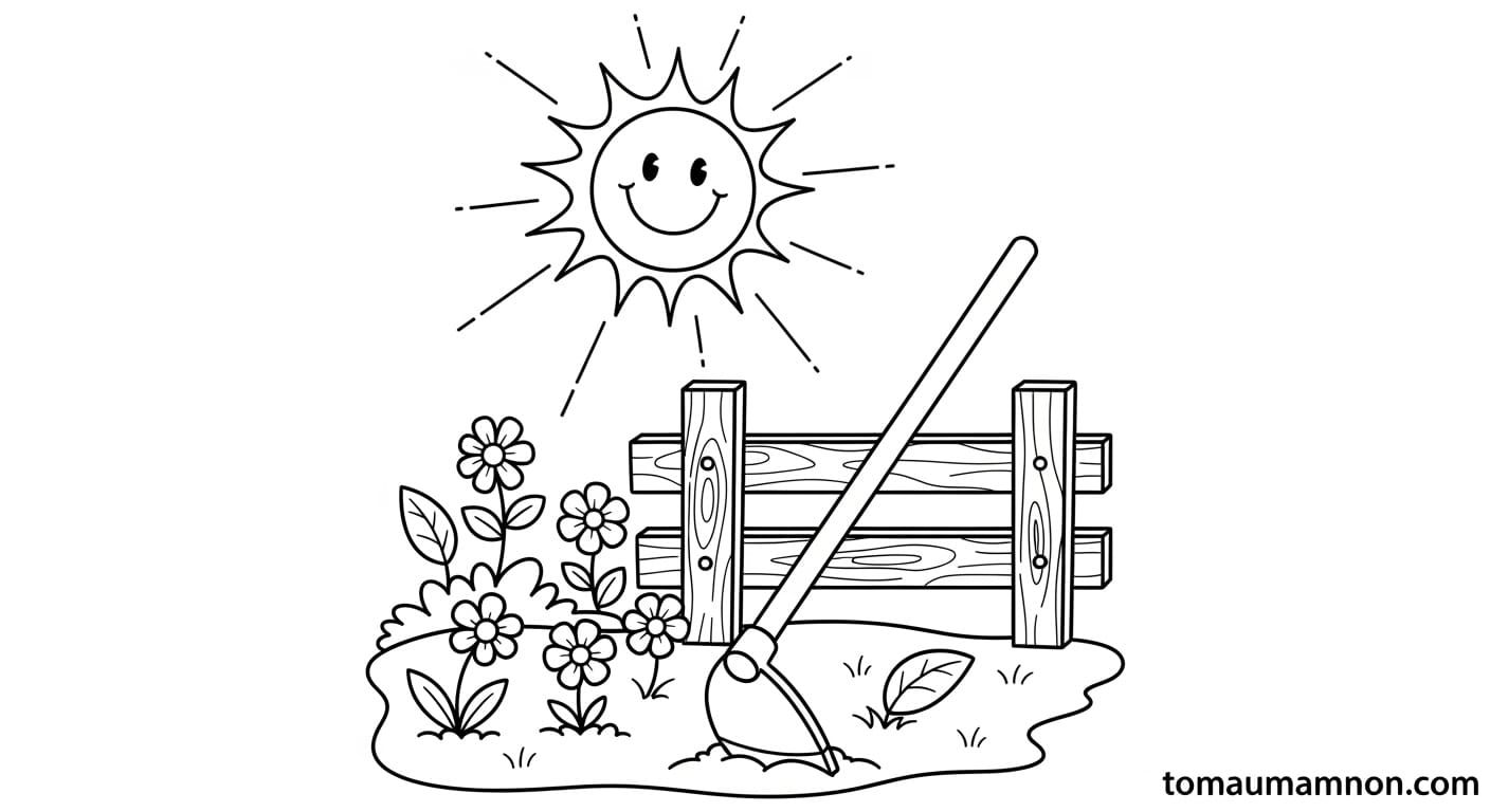 Vẽ Cái Cuốc Tranh tô màu cái cuốc cho bé