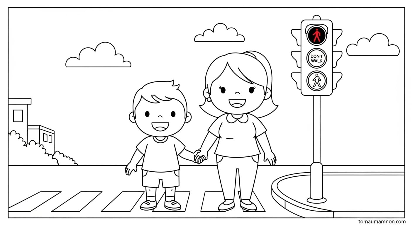 Vẽ Cột Đèn Giao Thông Bé tập vẽ đèn tín hiệu