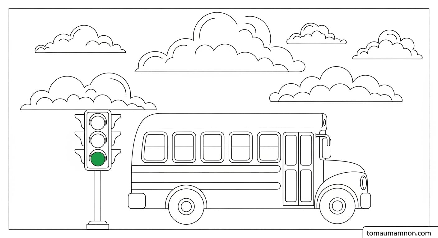 Vẽ Cột Đèn Giao Thông Mẫu vẽ đèn giao thông cho bé