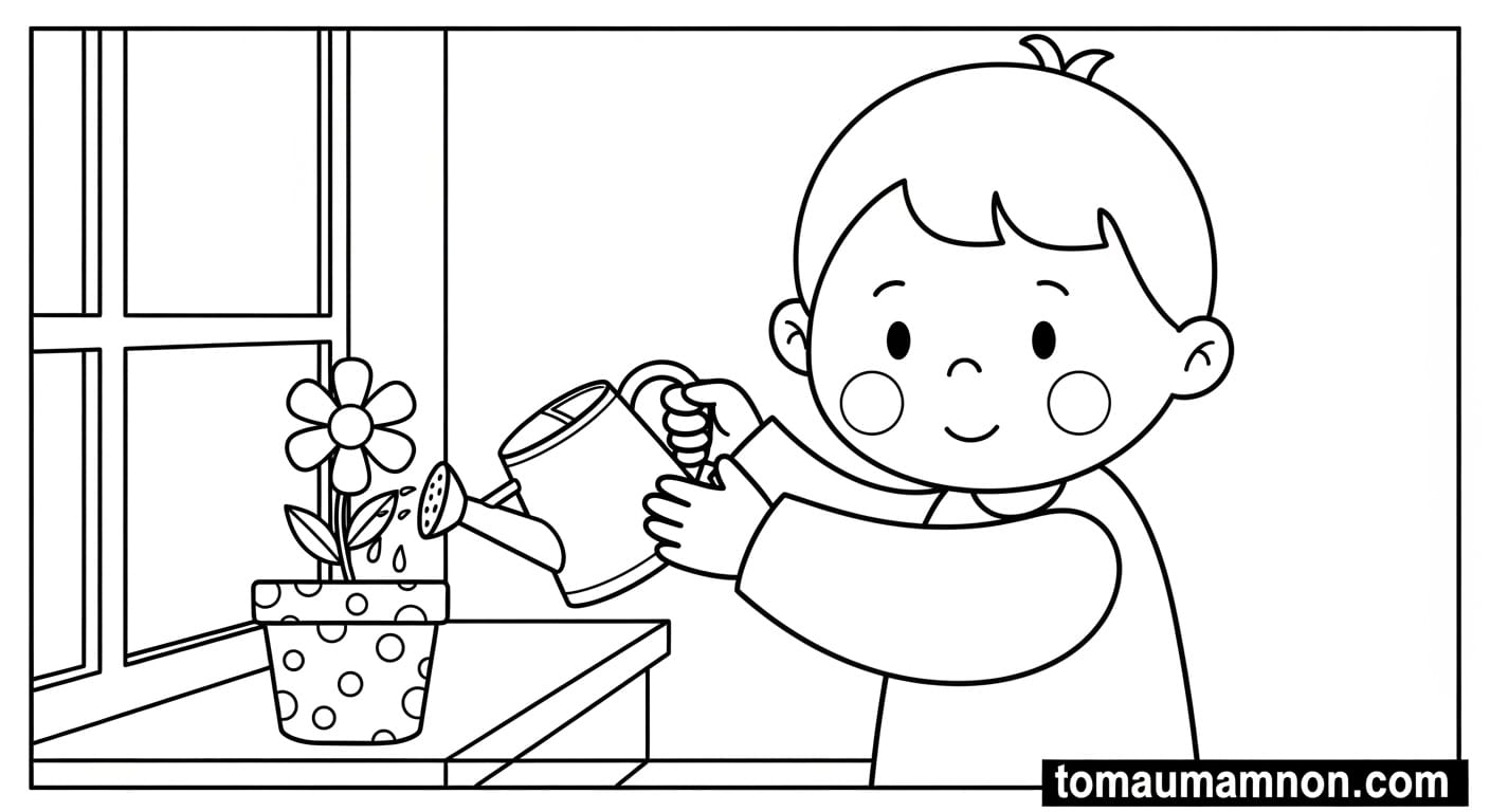 Vẽ Hoa Tặng Cô Tranh tô màu bó hoa đơn giản cho bé