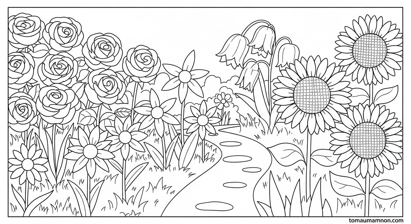 Vẽ Hoa Tặng Cô Tranh tô màu lọ hoa cúc