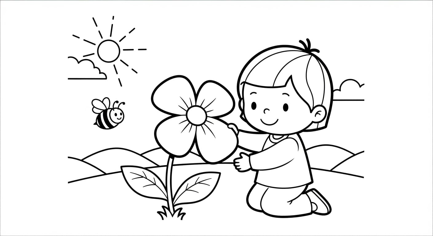 Vẽ Hoa Tặng Cô Bé trai tặng cô giáo một bông hoa