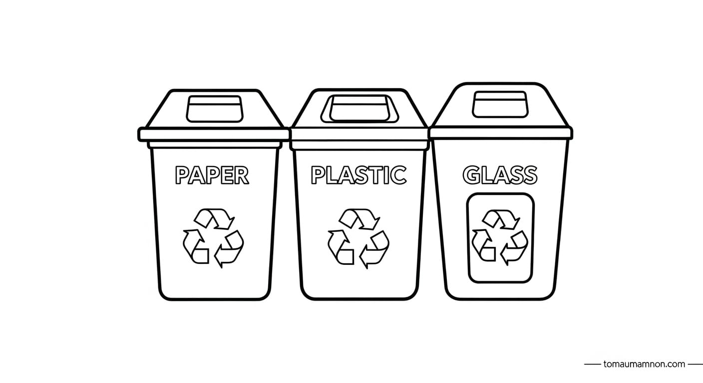 Vẽ các loại thùng rác tái chế