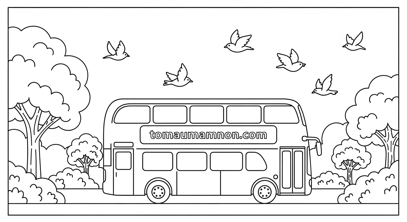 Tải Tranh Tô Màu Xe Buýt 2 Tầng Miễn Phí Cho Bé Mầm Non Tranh tô màu phương tiện giao thông xe buýt