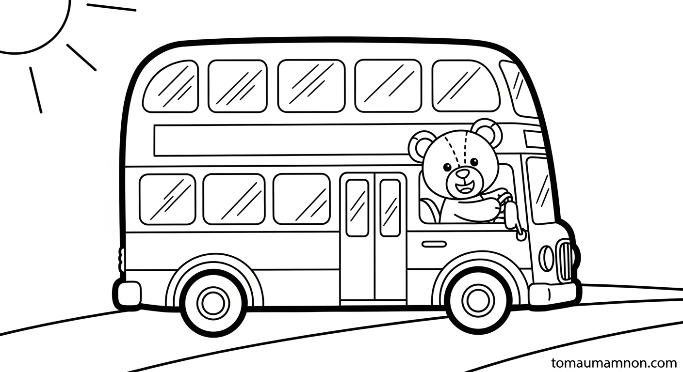 Tải Tranh Tô Màu Xe Buýt 2 Tầng Miễn Phí Cho Bé Mầm Non Tranh tô màu xe buýt 2 tầng London