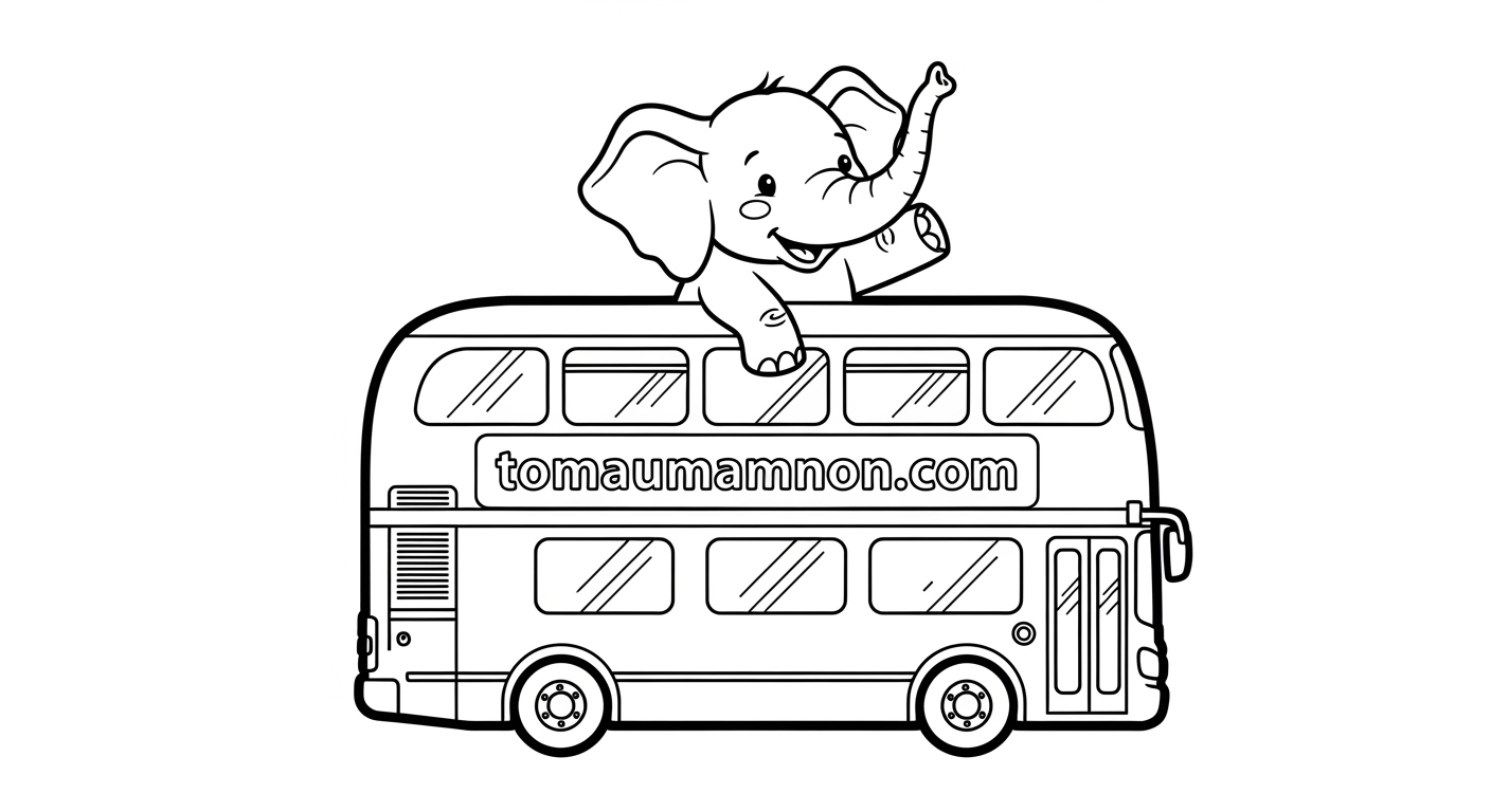 Tải Tranh Tô Màu Xe Buýt 2 Tầng Miễn Phí Cho Bé Mầm Non Bé tô màu xe buýt hai tầng
